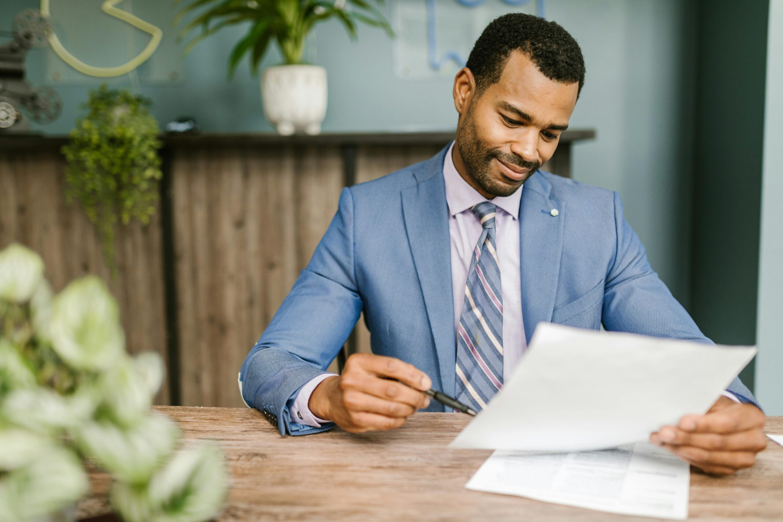 Man looking at papers